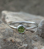0.3ct Engagement Ring Round Cut Green Peridot Solitaire 14k White Gold Finish