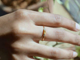 0.6ct Engagement Ring Baguette Cut Yellow Citrine Trilogy 14k Yellow Gold Finish