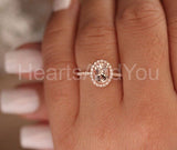 1.5ct Oval Cut Simulated Morganite Halo Engagement Ring 14k Yellow Gold Plated