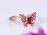 2.4ct Marquise Cut Pink Ruby Engagement Ring Butterfly Design 14k Rose Gold Over