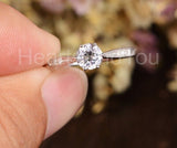 0.5ct Round Cut Moissanite Solitaire with Accents Ring 14k White Gold Plated