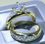 4ct Round Cut Diamond Engagement Ring 14k Yellow Gold Finish Bridal Set Promise