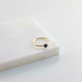 0.2ct Engagement Ring Round Cut Blue Sapphire Solitaire 14k Yellow Gold Finish