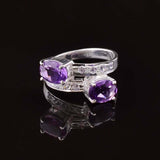 2.3ct Engagement Ring Oval Cut Purple Amethyst Bypass Design 14k White Gold Over