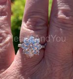 2.2ct Round Cut Moissanite Floral Halo Engagement Ring 14k White Gold Plated