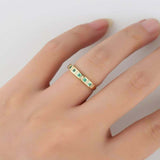 1ct Princess Cut Green Emerald Half Eternity Stackable Band 14k Yellow Gold Over