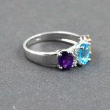 2.6ct Oval Cut Multi Stone Trilogy Engagement Ring 14k White Gold Finish