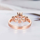 1.6ct Round Cut Diamond Engagement Ring Curved Bridal Set 14k Rose Gold Finish