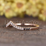0.2ct Round Cut Moissanite Curved Minimalist Wedding Band 14k Rose Gold Plated