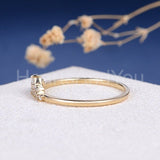 0.5ct Marquise Simulated Diamond Cluster Minimalist Ring 14k Yellow Gold Plated