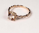 2.15ct Engagement Ring Cushion Cut Peach Morganite Halo 14k Yellow Gold Finish