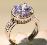 2.6ct Round Cut Diamond Engagement Ring 14k White Gold Finish Halo Solitaire