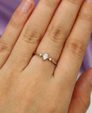Minimalist Trilogy Engagement Ring 0.5ct Marquise Diamond 14k Yellow Gold Finish