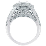 3.24ct Round Diamond Engagement Ring Dual Halo Split Shank 14k White Gold Finish