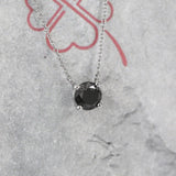 1ct Round Simulated Black Diamond Solitaire Pendant Chain 14k White Gold Plated
