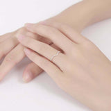 0.2ct Round Cut Diamond Wedding Band V Shaped Petite Curved 14k WhiteGold Finish