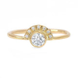 0.2ct Round Cut Diamond Engagement Ring 14k Yellow Gold Finish Minimalist Crown