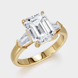 2.2ct Emerald Simulated Diamond Three Stone Engagement Ring 14k WhiteGold Plated
