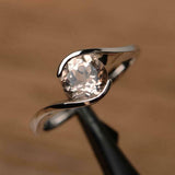 1ct Engagement Ring Round Cut Morganite Swirl Twist Solitaire 14k WhiteGold Over