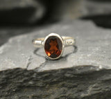 2ct Engagement Ring Oval Cut Red Garnet Bezel Set Solitaire 14k WhiteGold Finish