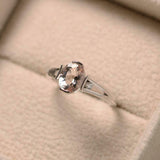 2ct Engagement Ring Oval Cut Morganite Split Shank Trilogy 14k White Gold Finish