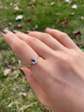 0.3ct Engagement Ring Pear Cut Blue Tanzanite Minimalist 14k Yellow Gold Finish