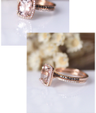 2ct Oval Cut Peach Morganite Engagement Ring 18k RoseGold Finish Halo Bridal Set