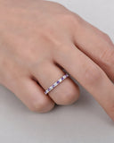 2Ct Round Diamond Purple Amethyst Half Eternity Weding Band 14K White Gold Over