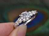 1.6ct Round Cut Diamond with Accent Solitaire Engagement Ring 14k WhiteGold Over