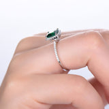 1ct Princess Cut Green Emerald Halo Solitaire Engagement Ring 14k WhiteGold Over