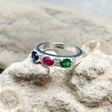 2.5ct Wedding Band Oval Cut Multi Stone Stylish Three Stone 14k White Gold Over
