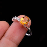 0.5ct Oval Cut Yellow Citrine Solitaire with Accent Ring 14k White Gold Finish