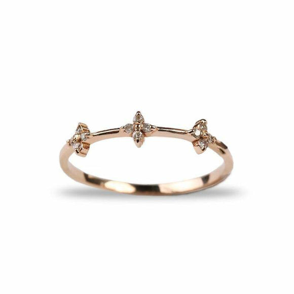 0.15ct Round Cut Diamond Wedding Band Stackable Minimalist 14k Rose Gold Finish