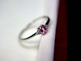 0.2ct Engagement Ring Oval Pink Sapphire Dainty Minimalist 14k White Gold Finish