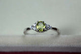 0.55ct Engagement Ring Oval Cut Peridot Dainty Minimalist 14k White Gold Finish