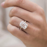 2.4ct Emerald Simulated Diamond Solitaire with Accents Ring 14k Gold Plated