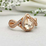 2ct Engagement Ring Pear Cut Peach Morganite Split Shank Halo 14k Rose Gold Over