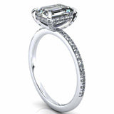 2.9ct Emerald Diamond Engagement Ring Solitaire with Accent 14k White Gold Over