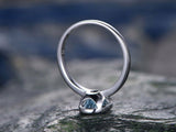 1Ct Oval Cut Blue Aquamarine Bezel Solitaire Engagement Ring 14K White Gold Over