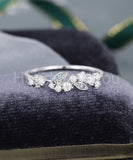0.5ct Round Cut Moissanite Floral Stacking Wedding Band 14k White Gold Plated