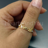 0.1ct Round Cut Moissanite Custom Name Engagement Ring 14K Yellow Gold Plated