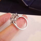 2.2ct Round Cut Moissanite Floral Halo Engagement Ring 14k White Gold Plated