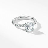 2Ct Cushion Cut Diamond Rope Band Solitaire Engagement Ring 14K White Gold Over