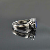 1.45ct Engagement Ring Oval Cut Blue Sapphire Solitaire 14k White Gold Finish