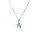 1ct Marquise Cut Simulated Diamond Star Pendant with Chain 14k White Gold Plated