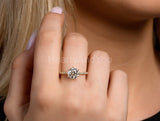 2.2ct Round Cut Moissanite Hidden Halo Engagement Ring 14k Yellow Gold Plated