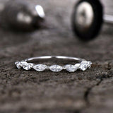 0.48ct Marquise Cut Diamond Stackable Petite Minimal Band 14k White Gold Finish