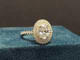 2.2ct Oval Cut Simulated Diamond Dual Halo Engagement Ring 14k YellowGold Plated