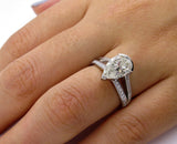 5Ct Pear Cut Diamond Split Shank Solitaire Engagement Ring 14K White Gold Finish