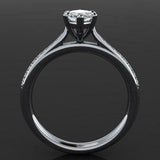 Accents with Solitaire Engagement Ring 1.2ct Marquise Diamond 14k WhiteGold Over